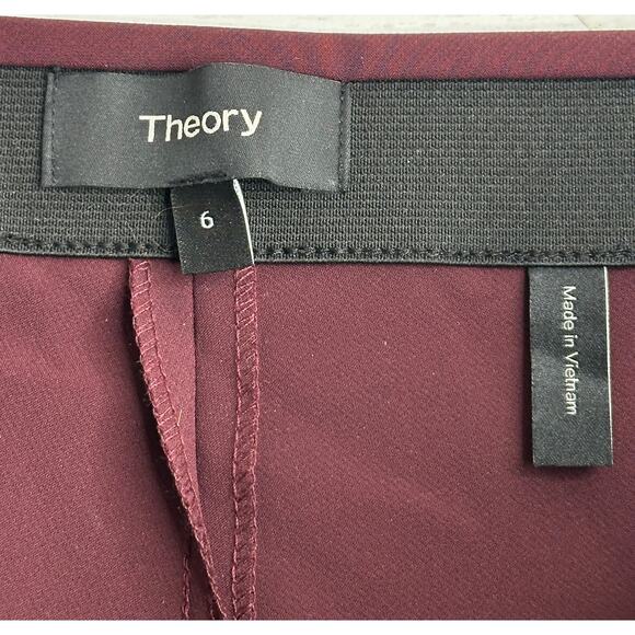 Theory Burgundy Red Dress Pants High Elastic Waist Stretch Business Workwear 6 - Picture 3 of 9